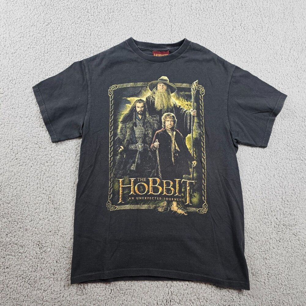 The Hobbit Shirt Mens Medium Black Movie Promo Unexpected Journey Bilbo Gandalf